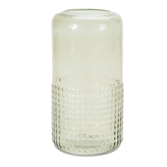 9.5" Green Textured Glass Candle Holder Vase